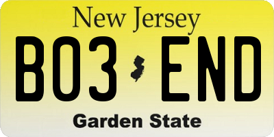 NJ license plate B03END