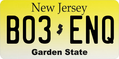 NJ license plate B03ENQ