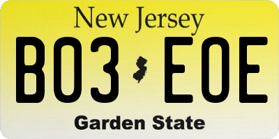 NJ license plate B03EOE