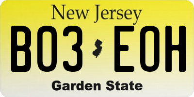 NJ license plate B03EOH
