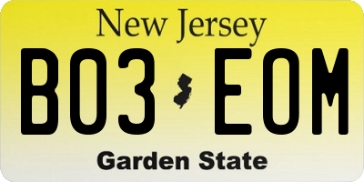 NJ license plate B03EOM