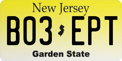 NJ license plate B03EPT