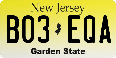 NJ license plate B03EQA