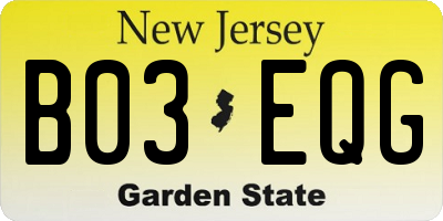 NJ license plate B03EQG