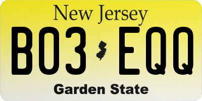 NJ license plate B03EQQ