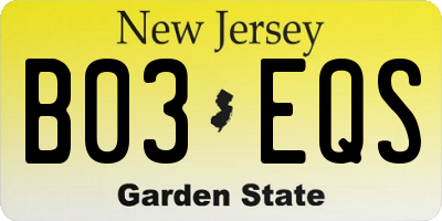 NJ license plate B03EQS