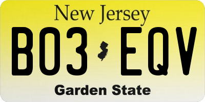 NJ license plate B03EQV