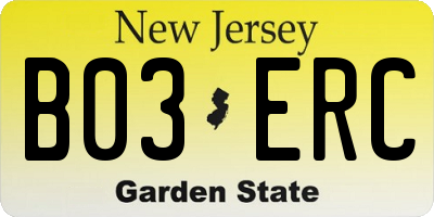 NJ license plate B03ERC