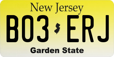 NJ license plate B03ERJ