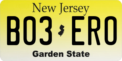 NJ license plate B03ERO