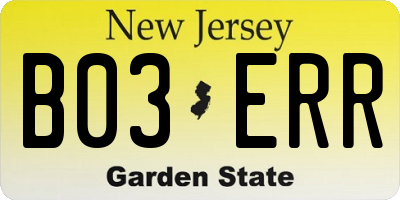 NJ license plate B03ERR