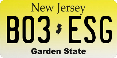 NJ license plate B03ESG