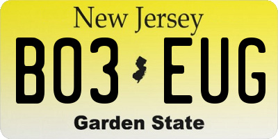 NJ license plate B03EUG