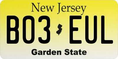 NJ license plate B03EUL