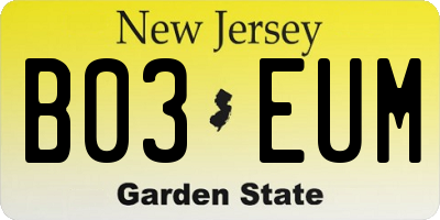 NJ license plate B03EUM