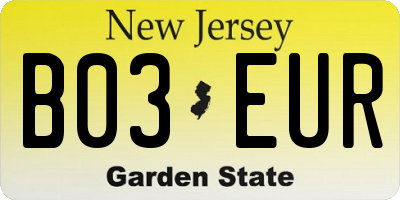 NJ license plate B03EUR