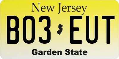 NJ license plate B03EUT