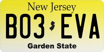 NJ license plate B03EVA