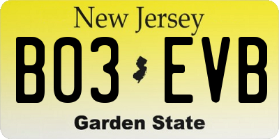 NJ license plate B03EVB