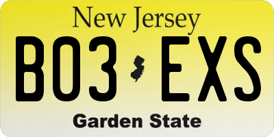 NJ license plate B03EXS