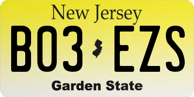 NJ license plate B03EZS