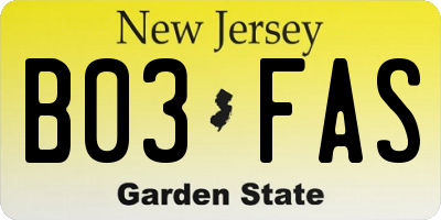 NJ license plate B03FAS