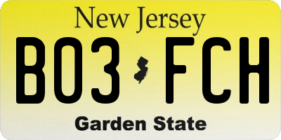 NJ license plate B03FCH