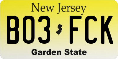 NJ license plate B03FCK