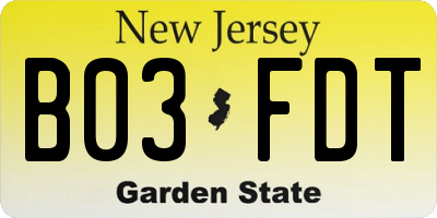 NJ license plate B03FDT