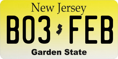 NJ license plate B03FEB