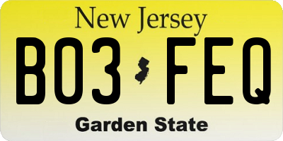 NJ license plate B03FEQ