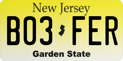 NJ license plate B03FER