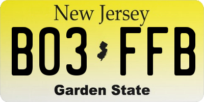 NJ license plate B03FFB