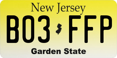 NJ license plate B03FFP