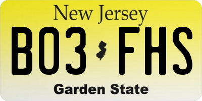 NJ license plate B03FHS