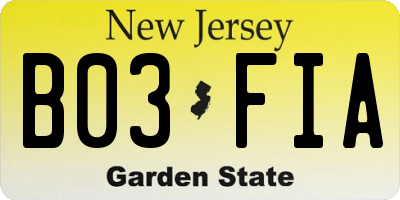 NJ license plate B03FIA