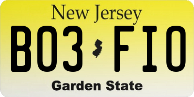 NJ license plate B03FIO