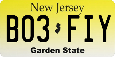 NJ license plate B03FIY