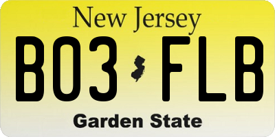 NJ license plate B03FLB