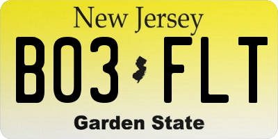 NJ license plate B03FLT