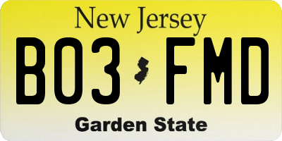 NJ license plate B03FMD
