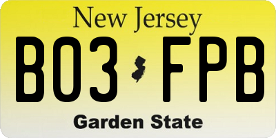 NJ license plate B03FPB