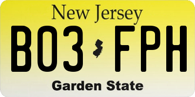 NJ license plate B03FPH