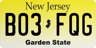 NJ license plate B03FQG