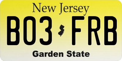NJ license plate B03FRB