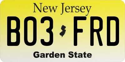 NJ license plate B03FRD