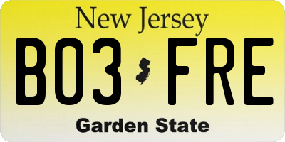 NJ license plate B03FRE