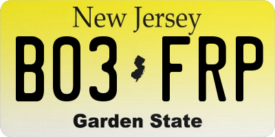 NJ license plate B03FRP