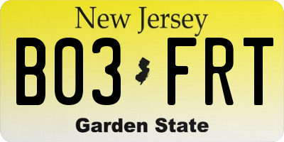 NJ license plate B03FRT