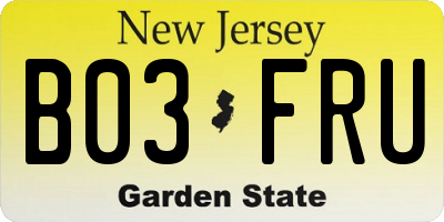 NJ license plate B03FRU